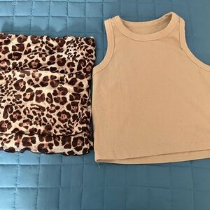 Set of 2 crop tops XS tube and tank You Monday Leopard Print Top
